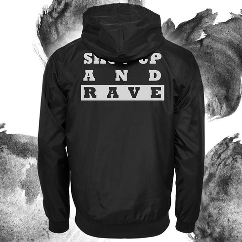 Techno Festival Windrunner in schwarz und weiß von hinten